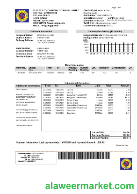 Ghana Electricity Company of Ghana  business utility bill template in Word and PDF formats